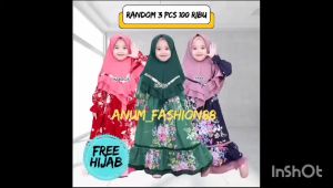 Super Promo 3 Pcs 100 Ribu Gamis Anak Terbaru 2025 (Gratis Hijab)