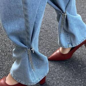 Lacteo Fashion Elegant Rhinestone Cross Tassels Pants Chain Women Creative Detachable Jeans Brooch Foot Ankle Accessorie Jewelry