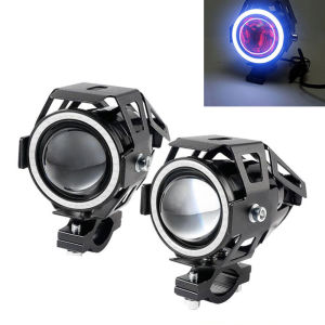 LED Motorcycle Angel Eyes Motorbike LED Auxiliary Lamp U7 Headlamp Spotlights Motorcycle Headlights Super Bright 125W 2Pcs/set