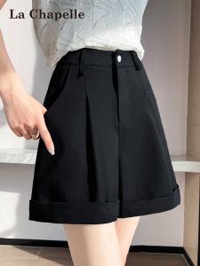 La Chapelle | Black Ruffle Hem Shorts For Summer Thin Hot Girl A-line Slim Flared Culotte 5/8 Pants