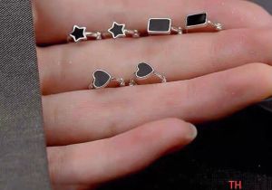 Bông tai bạc mặt sao bông tai ngôi sao bông tai bạc sao bông tai bạc trẻ trung bông tai tròn bông tai bạc thật bông tai bạc sơn đen