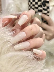 CICK Detachable Short Nail Patches Wearable Fake Nails Pure Color Dinkum White Yogurt White Rice White for Beauty Makeup Tools
