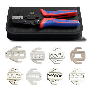 9 in 1 Ratchet Crimping Pliers with 8 Interchangeable Crimp Jaws Multifunctional Wire Terminal Crimper Tool 10A 2546B 10WF 30J