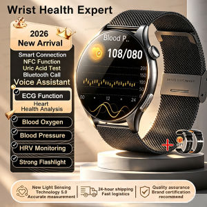 2026 New Health Analysis ECG+PPG Smart Watch Body Fat Uric Acid Blood Pressure Heart Rate Tracker NFC Smartwatch For Android IOS