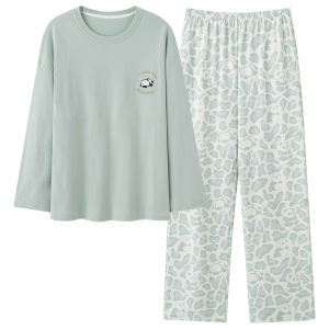 Bộ đồ ngủ nữ MiiOW bằng cotton tay dài có đệm ngực túi tròn