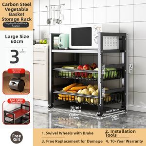 ZHUOHE | Kitchen Multifunctional Stainless Steel Multi-tier Rolling Storage Rack