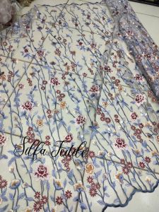 Bahan Kain Tile Korea Bordir Multicolor / Kain Bahan Tile Korea (Harga Per 1 Meter)