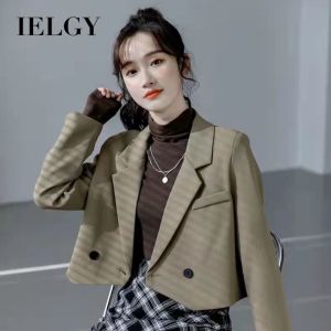 IELGY Short Small Suit Thick Jacket Womens New Design Sense Niche Loose Korean Style Suit Top