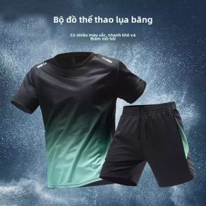Bộ Đồ Thể Thao Ice Silk Ngắn Tay Chống Mài Mòn Cho Nữ Bộ Đồ Thể Thao Mùa Hè Nhanh Khô Thoáng Khí Thoải Mái Bộ Đồ Hai Mảnh