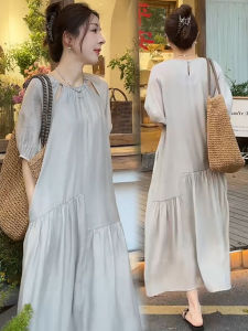 Shalldoer | Casual Loose Fit Concealing Slimming High-Quality Sensation Lace Casual Round Neck Dress