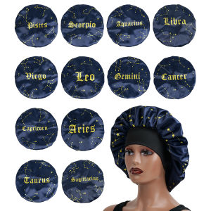 Satin Sleep Caps for Women of the 12 Zodiac Signs Hair Care Bonnets Soft and Comfortable Design Ideal for Night Use Fashionabl