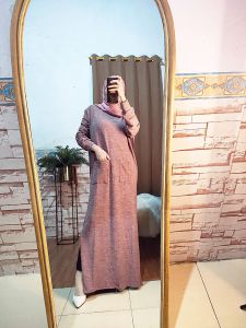 Dress knit import wanita lengan panjang / Gamis Kaos polos / Sweater Import belah samping