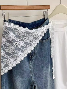 Váy Xếp Ly Ren Phong Cách Hàn Quốc Cho Nữ Mùa Xuân 2025 Váy Xếp Ly Denim Nhiều Lớp Váy Che Mông Thon Gọn Cá Tính