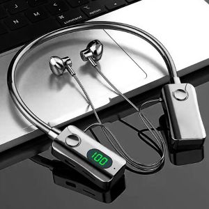 Hanging neck sports bluetooth long range ear return digital display wireless K song headset