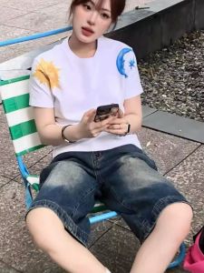 Áo Thun Cotton Tay Ngắn Cổ Tròn in Họa Tiết Mỹ Cổ Điển Dành Cho Nữ Mùa Hè Áo Thun Dáng Ôm Đa Năng Thời Trang