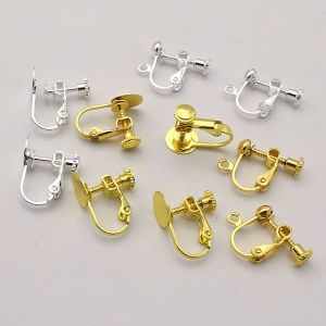 U-Shaped Flat round Rotate Ear Clip Non-Pierced Earrings with Circle Spiral Thread Ear Clip Handmade Accessories DIY Material