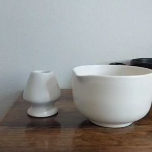 ถ้วยชงมัทฉะ ชุดชงมัทฉะ เซรามิค 4.5นิ้ว*3นิ้ว 1ชุด ได้ 2 ชิ้น ถ้วยชงชา และ ที่วางแปรง ถ้วยชงชาเขียว