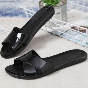 Womens Summer Fashion Plastic Hollow out Slip-On Slippers Soft Bottom Flat Heel Anti-Slip Mom Sandals Casual Everyday Shoes