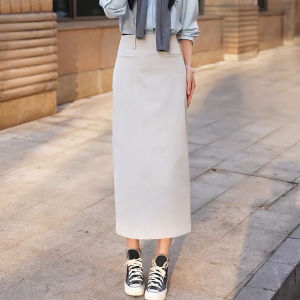 MEITESIJIAONU | New High-Waist A-Line Midi Skirt Spring Summer 2026 Dark Navy
