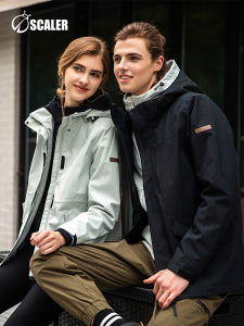 SCALER Think Outdoors Mens Three-in-One Fleece Lined Thickened Mountain Suit Two-Piece Set Waterproof Breathable Outdoor Jacket