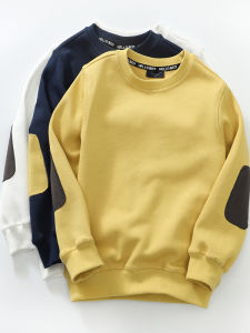 Quality Childrens Pique Cotton Sweatshirt Spring Autumn Style Kids Sportswear Knitted Fabric Shoulder Drop Cuff Polyester