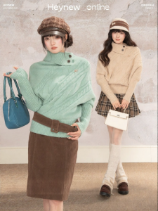 loveheynew | Áo Sweater Cổ Bất Quy tắc Dáng Dơi cho Nữ Mặc Mùa Đông