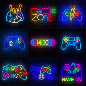 Game Zone Neon Sign Gamepad Shaped LED Neon Sign for Gamer Room Decor Game On Neon Sign for Boys Home Decor 5V USB Powered