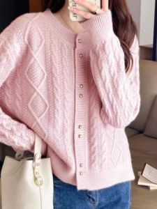 2024 Early Autumn New Arrival Small Coat Loose Fashion Soft round Neck Western Style Slim Fit White Knitting Cardigan