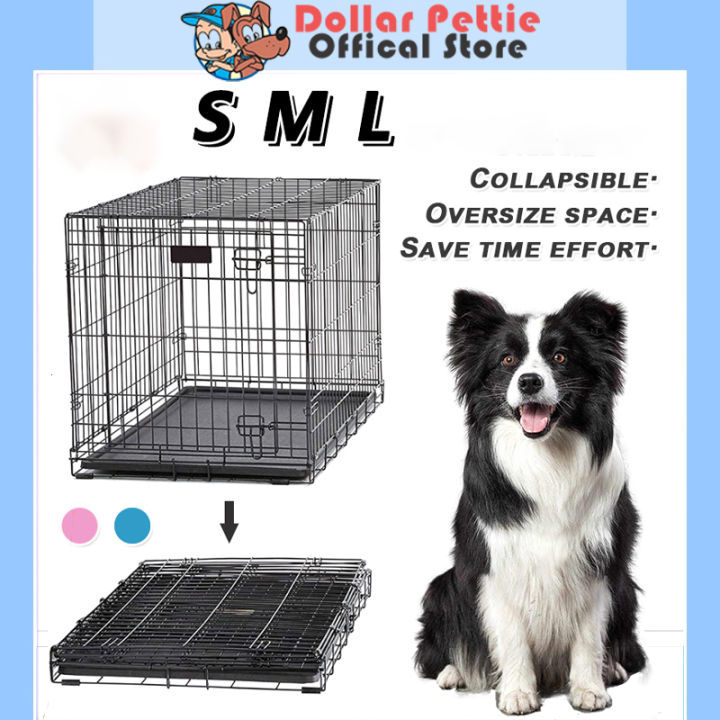 Dog Cage Pet Cage with Poop Thick frame Heavy Duty Pet Cages Dog Cat Foldable Poop Tray S M L Size Lazada PH