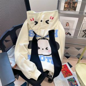 LIREGONGZHU | Áo Hoodie Mới Cho Mùa Thu Phù Hợp Với Bé Gái Lớn Ấm Áp Có Lót Nỉ và Có Mũ