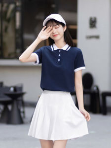 New 2025 Summer Short Sleeve Nursery Teacher Uniform Women's Half Sleeve Work Shirt Cotton Casual Polo Neck T-shirt for Teachers