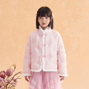 New Chinese Style Girls down Jacket Childrens Outerwear Duck Feather Filling Nylon Fabric Winter Coat for Middle And Big Kids