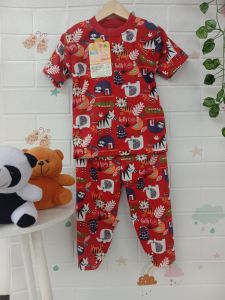 Setelan baju piyama anak motif printing Animal Tangan pendek celana panjang usia 1- 5 tahun