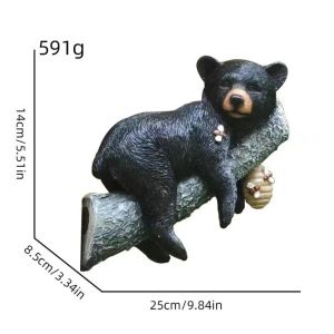 Black bear cubs hang on trees nap and carve decorative courtyard animal resin crafts ornaments.Simulation garden pendant