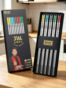 Olodo | Antibacterial Anti-mold 316L Stainless Steel Tableware Chopsticks