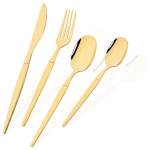 4pcs Gold Cutlery Set Mirror Stainless Steel Dinnerware Set Reusable Western Kitchen Dining Table Set Spoon Fork Knife Gift Set