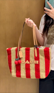 Origina bag Ladies tote bag with large capacity open storage and woven stripes for vacation travel CER30