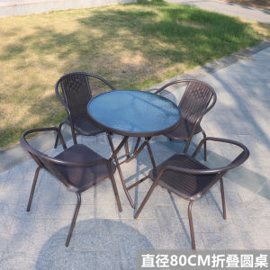 Outdoor Small round Table Tea Shop Balcony Outdoor Seating Garden Leisure Area Layout Folding Iron Art Modern Minimalist Style