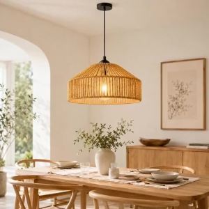 JOYINLED Rattan Chandelier Wicker Pendant Lamp E27 Vintage Boho Paper Rope Ceiling Light Fixture for Bedroom Dining Room 30cm