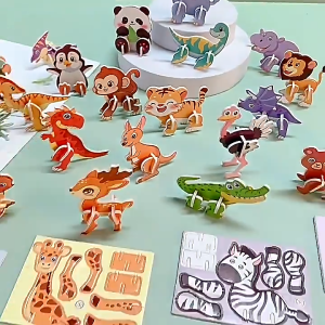 30Pcs 3D Animal Fun PuzzlesToys 3D DIY Paper Insect Jigsaw Toys Educational Puzzle Toys for Kids