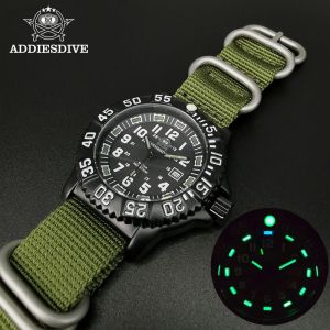 ADDIESDIVE Fashion Mens Analog Watch 50m Waterproof Luminous Tube Nylon Sports Men Military Wristwatches Quartz Watch for Men