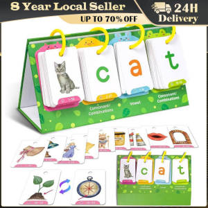 Montessori Word Builder Games Phonics Flash Cards Sight Words Flip Chart Activity Learning Tool for Kids Special Speech Therapy