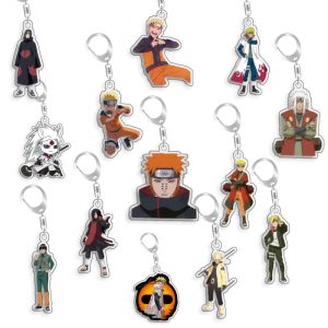 Bandai | For Naruto Uchiha Itachi Namikaze Minato Pain Mifune Jiraiya Acrylic Selfmade Cartoon Anime Keychain Pendant Toy Gift 5cm