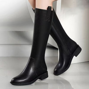 IELGY 2025 New Fashion Tall Boots Womens Block Heel Boots Round Toe Side Zipper Fashion Rider Boots Inner Height