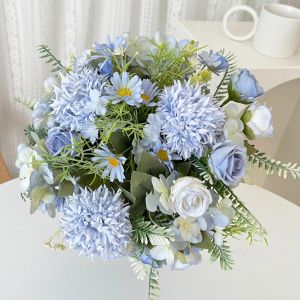 1/4pcs Artificial Flowers Rose chrysanthemum Silk Wedding Home Room Festival Wreath Garden Yard Diy gifts bridal bouquet decorat