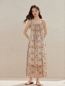 INMAN | Vintage Ethnic Style Tie-Up Irregular Long Dress