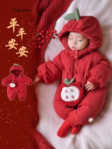 Baby Winter Clothes Cotton Romper Outfit for Newborns And Toddlers Warm Long Sleeve Zipper Closure Chinese New Year Outfit