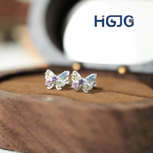 Bông Tai Nữ Họa Tiết Đôi Bướm Bạc S999 HGJG Đính Đá Nhiều Màu Lấp Lánh Trẻ Trung Đeo Hằng Ngày