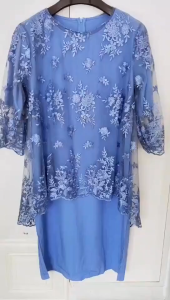 {Shipped From Manila+COD} M-5XL Plus Size Lace Embroidery Two-Piece Dress | Elegant Formal Outfit for Christmas Party Wedding Guest Church Ber Months Celebrations | Multiple Colors