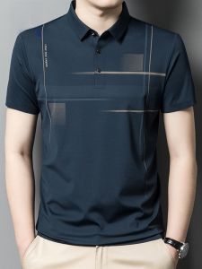 ROMON | Áo thun nam tay ngắn mùa hè mỏng bằng lụa băng cổ polo thương hiệu Romon trang phục công sở thường ngày cho bố trung niên